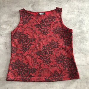 Vintage Y2K Top 10 Floral Cherry Red Black Goth Vamp Victorian Whimisgoth USA